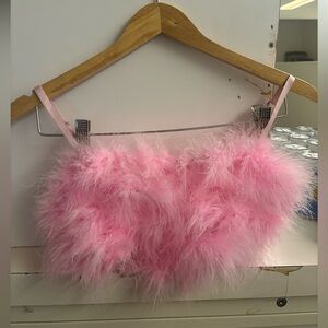 Pink Feather Crop Top